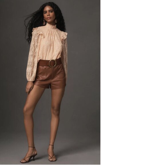 Anthropologie Porridge Sheer Lace Long-Sleeve Top NEW NWT size L peach color - Picture 3 of 4